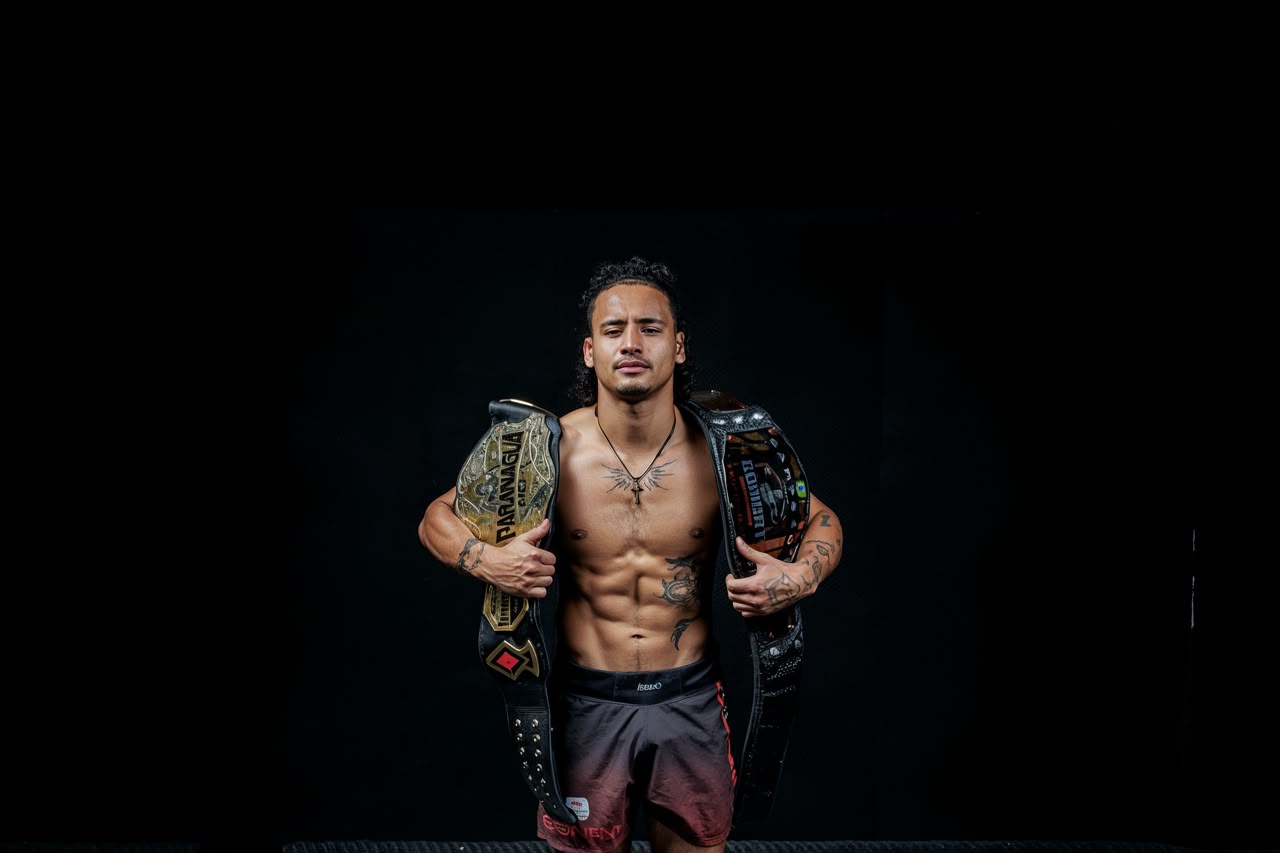 Atleta com cinturões de campeão