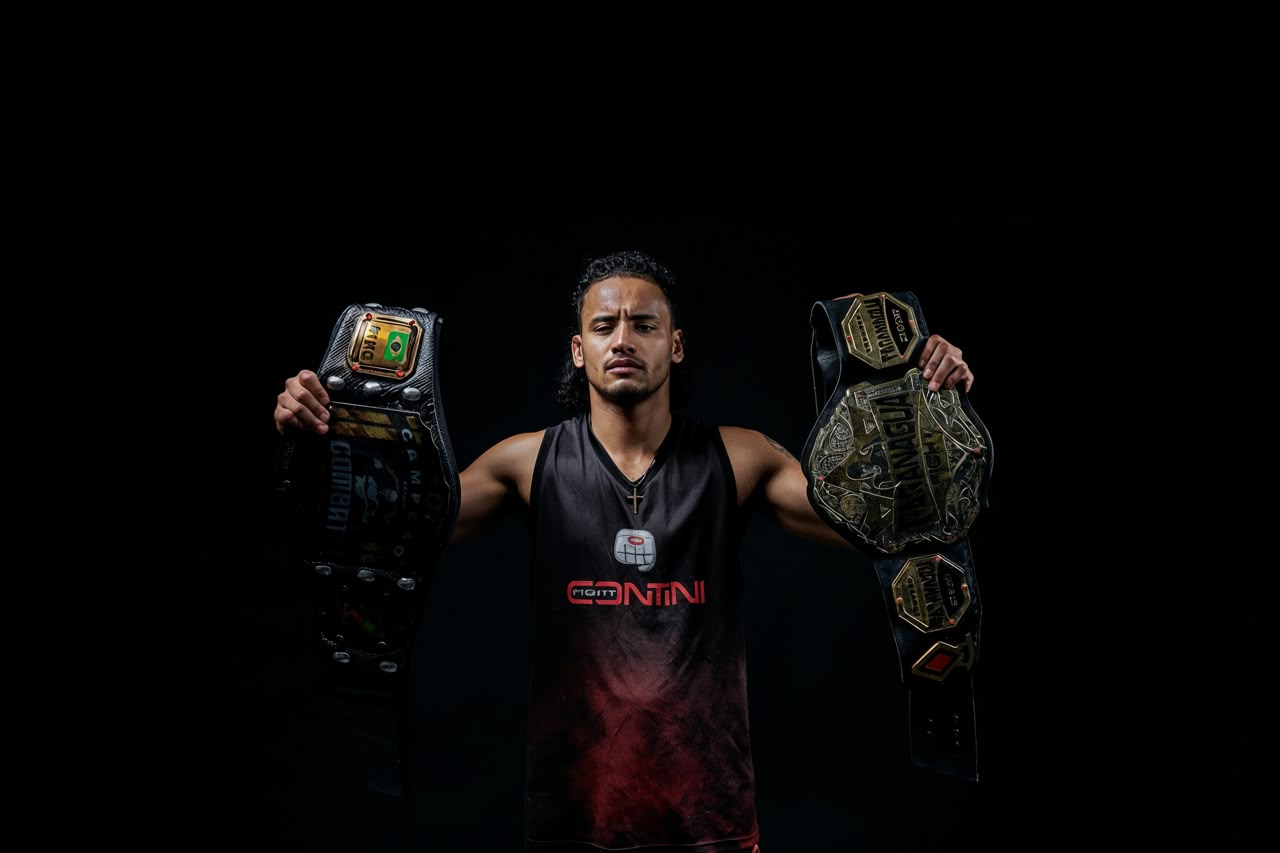 Atleta com cinturões de campeão